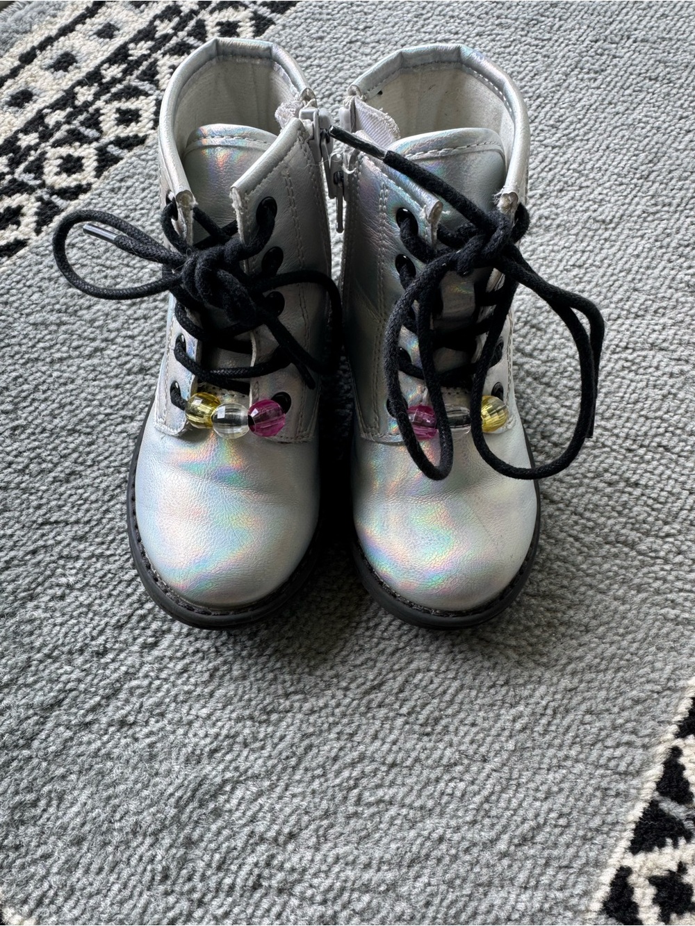 7C Holographic Lace-Up Combat Boots